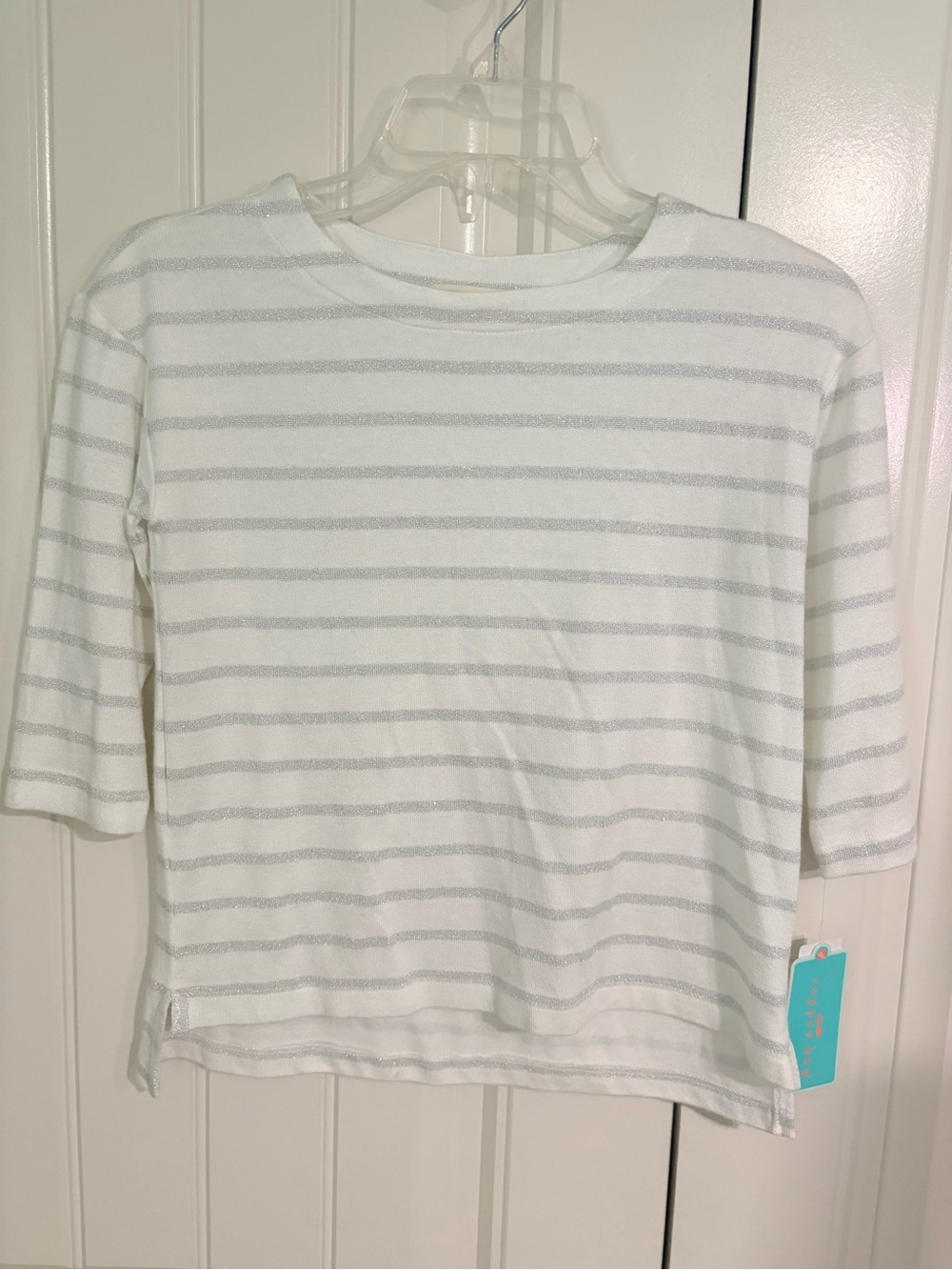 Girls White & Light Gray lightweight sweater - Casual 3/4 sleeve